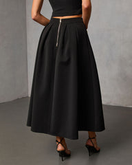 Velmira Pleated Flare Midi Skirt