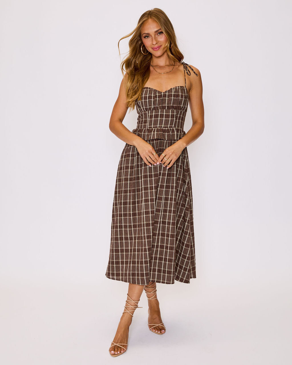 Emma Plaid Midi Dress