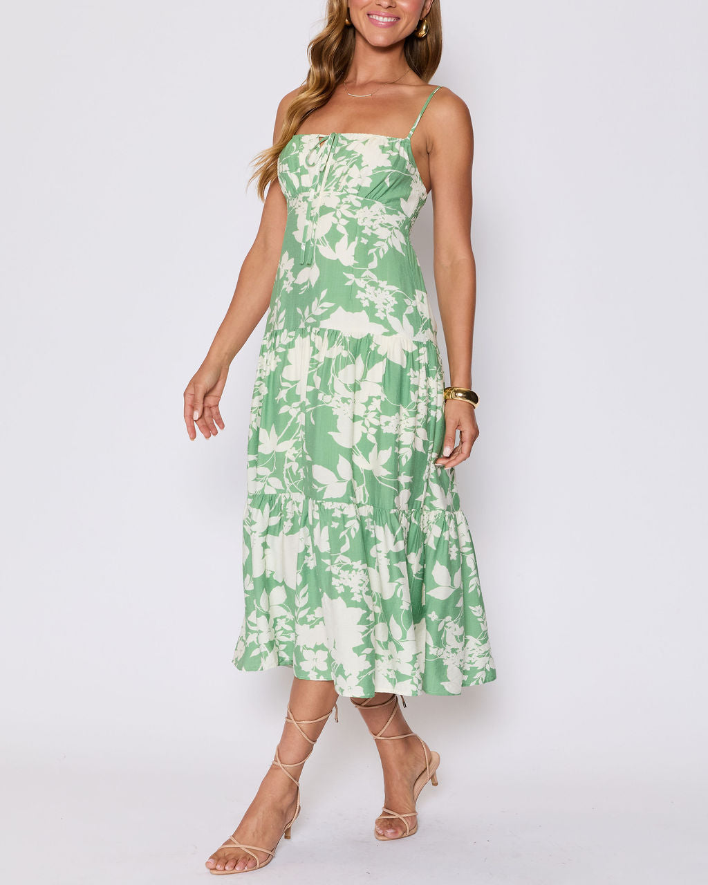 Abigail Floral Tiered Midi Dress
