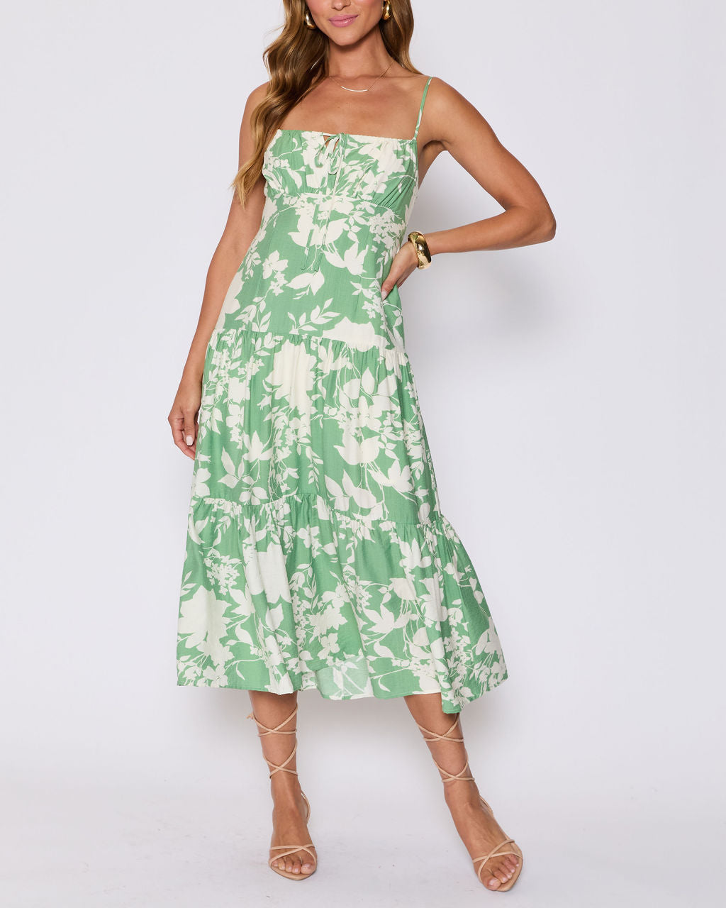 Abigail Floral Tiered Midi Dress