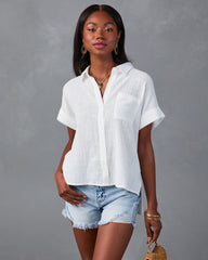 Krissy Cotton Woven Button Down Top
