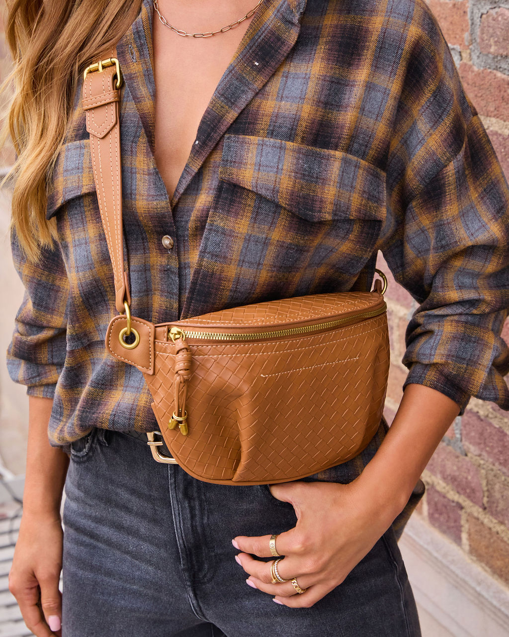 Lennah Woven Leather Belt Bag