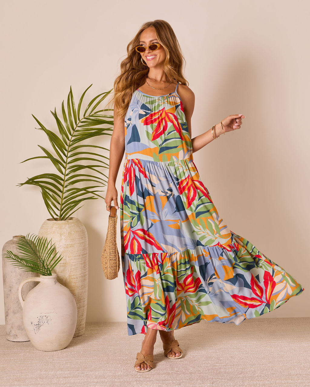 Sunset Breeze Floral Tropics Maxi Dress