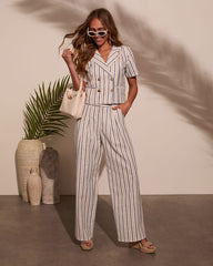 Sarena Striped Linen Blazer