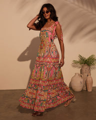 Coastal Luxe Abstract Maxi Dress