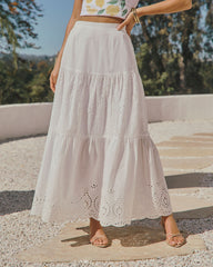 Santorini Breeze Eyelet Maxi Skirt