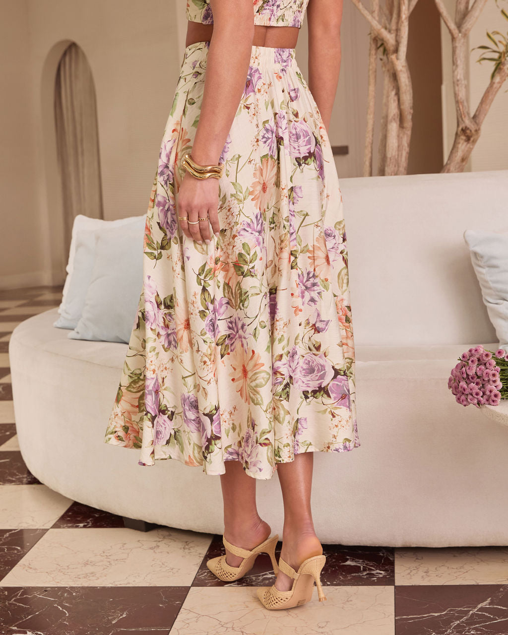 First Bloom Floral Midi Skirt