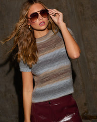 Keera Fuzzy Knit Short Sleeve Sweater