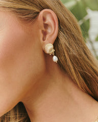 Honeylight Shell And Pearl Drop Earrings