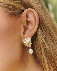 Honeylight Shell And Pearl Drop Earrings