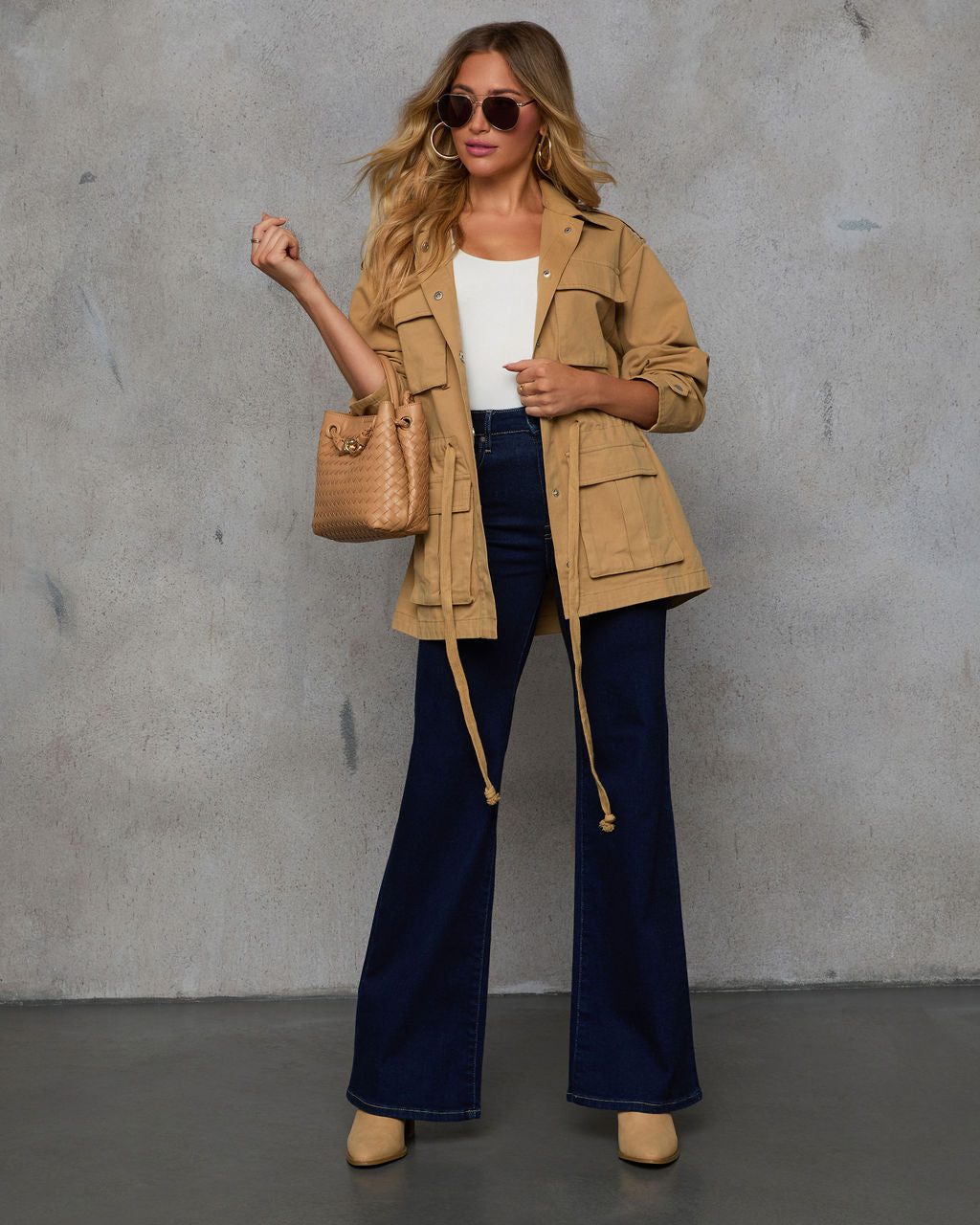 Stay Ready Cinched Waist Utility Jacket