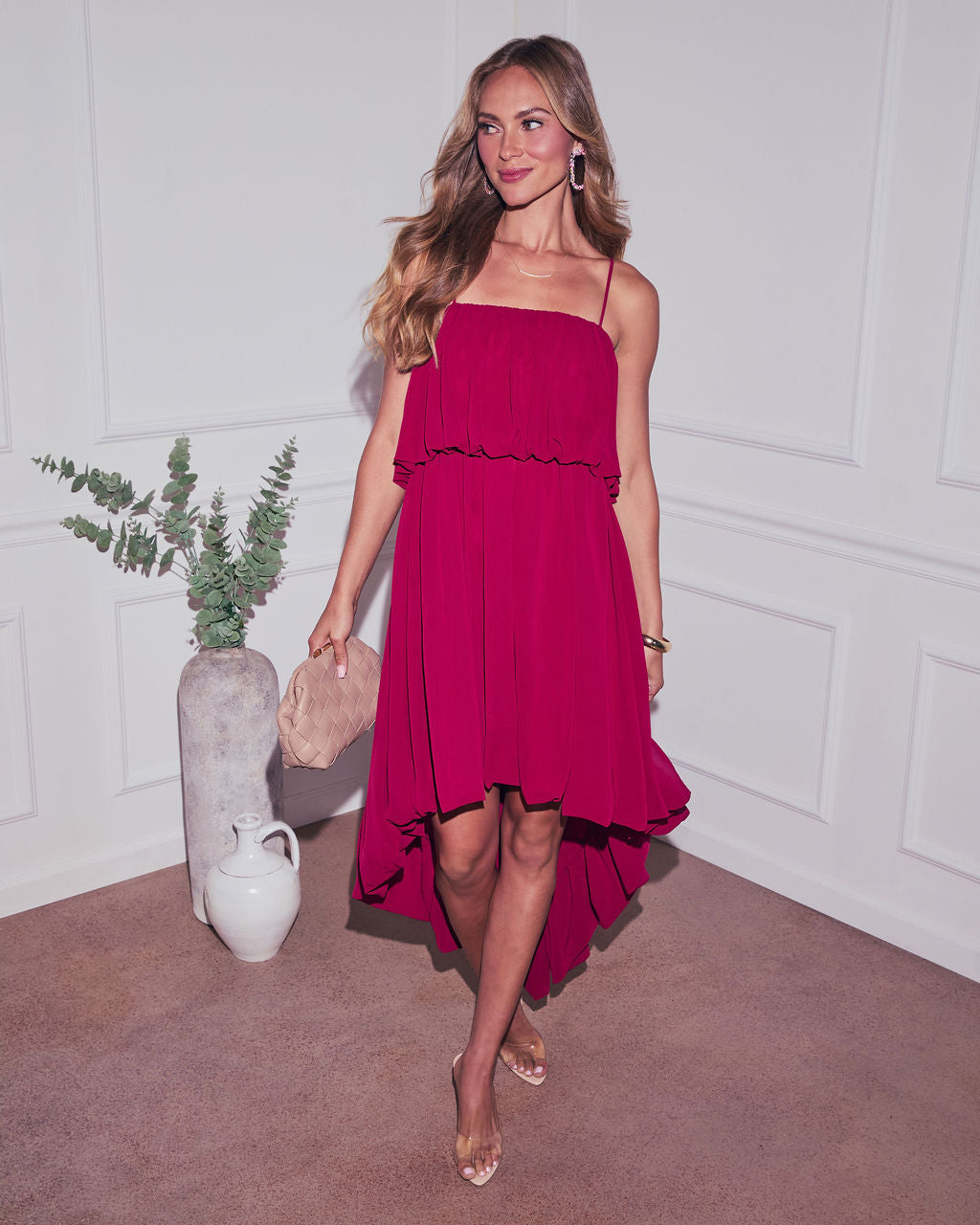 Geradine Tiered High Low Mini Dress