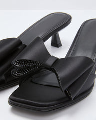 Cranberry Moon Satin Bow Kitten Heels