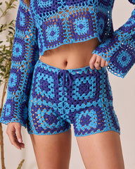 Clio Geometric Crochet Cover Up Shorts