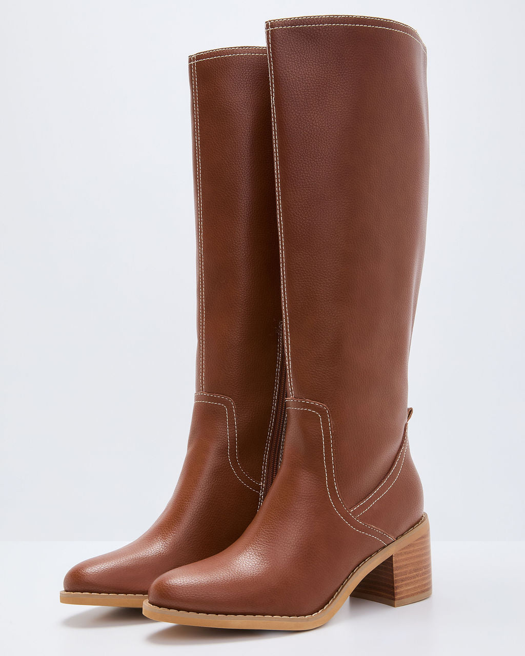 Maple Butter Faux Leather Knee High Riding Boot
