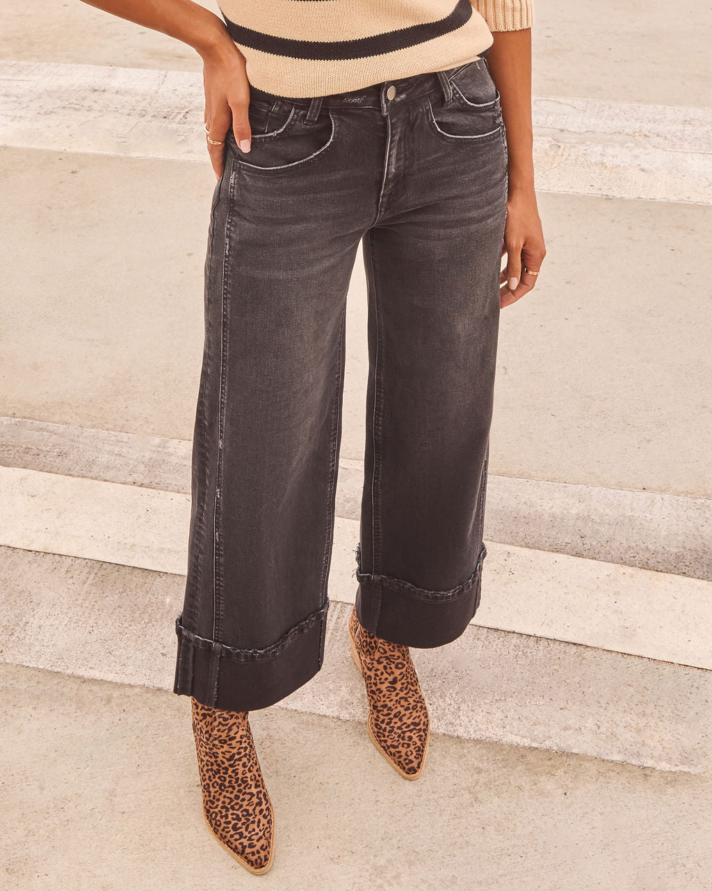 Stylist Stretch Wide Cuffed Jeans