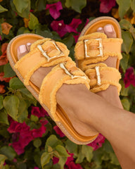 Ceren Fuzzy Trim Buckle Sandals