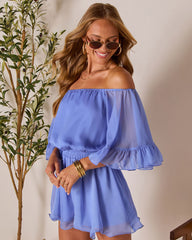 Definitely Demure Off The Shoulder Chiffon Romper