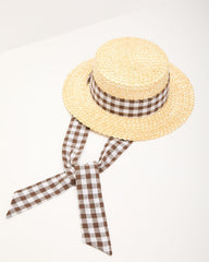 Summer Feels Gingham Band Straw Hat