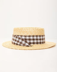 Summer Feels Gingham Band Straw Hat