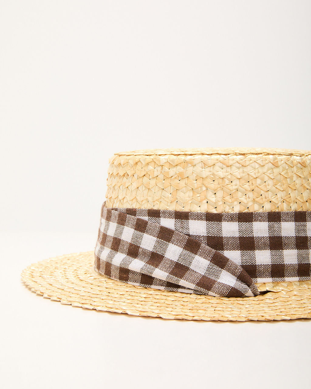 Summer Feels Gingham Band Straw Hat
