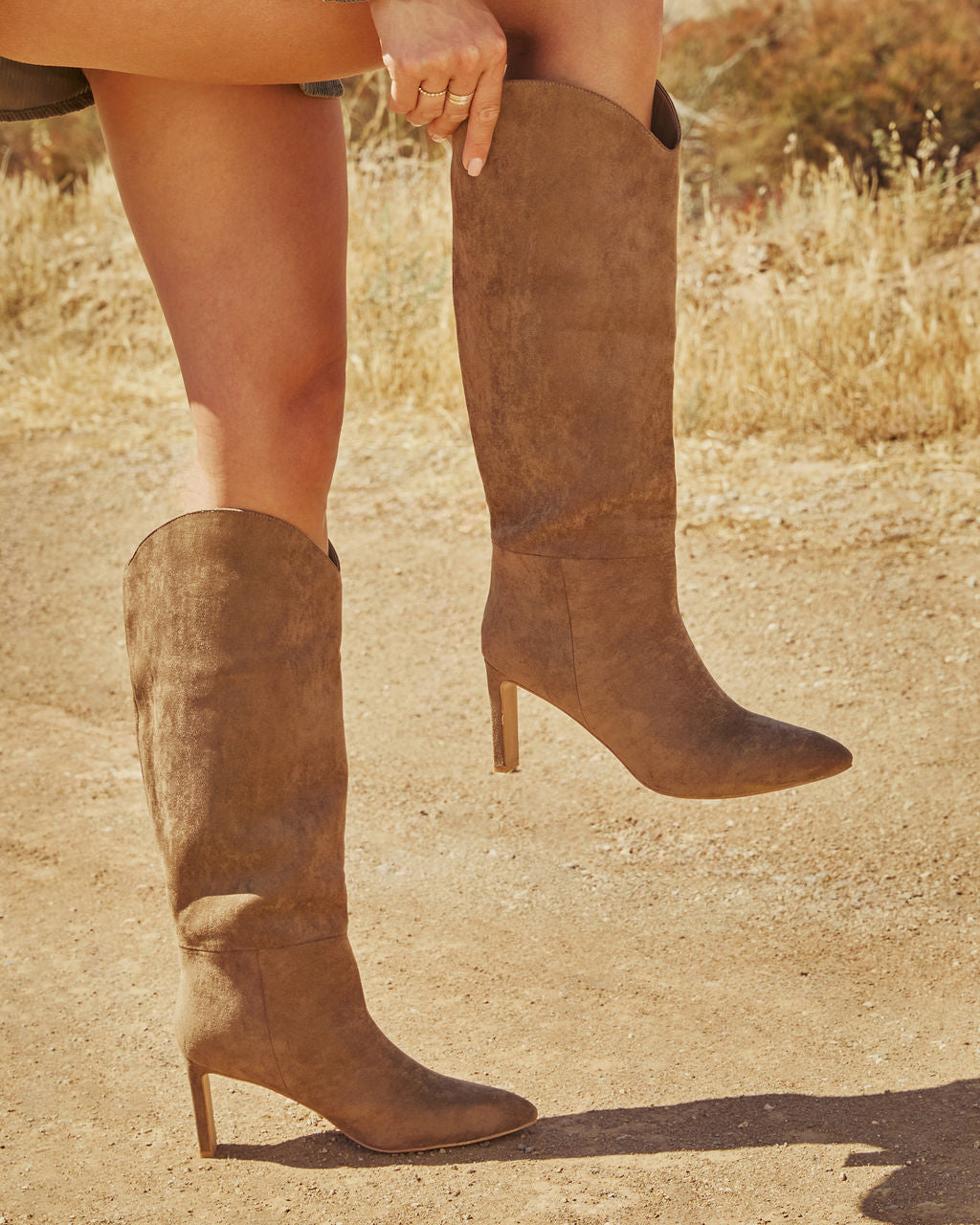 Honeyed Haze Suede Knee High Boots