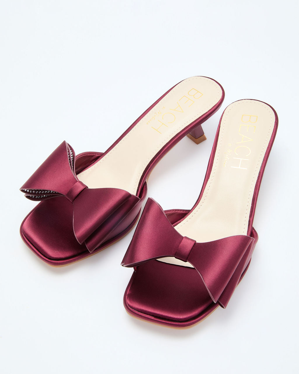 Cranberry Moon Satin Bow Kitten Heels