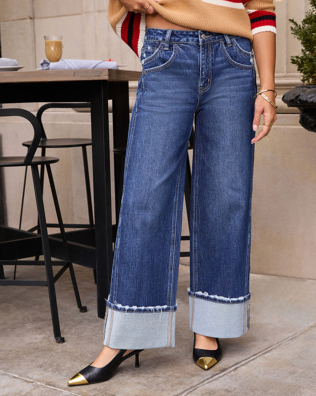 Stylist Stretch Wide Cuffed Jeans