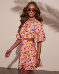 Nomadic Charm Floral Cut Out Mini Dress