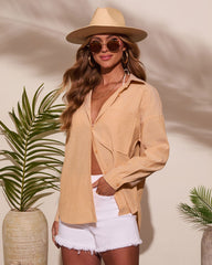 Marygold Pinstripe Button Down Top