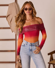 First Kiss Off The Shoulder Ombre Top