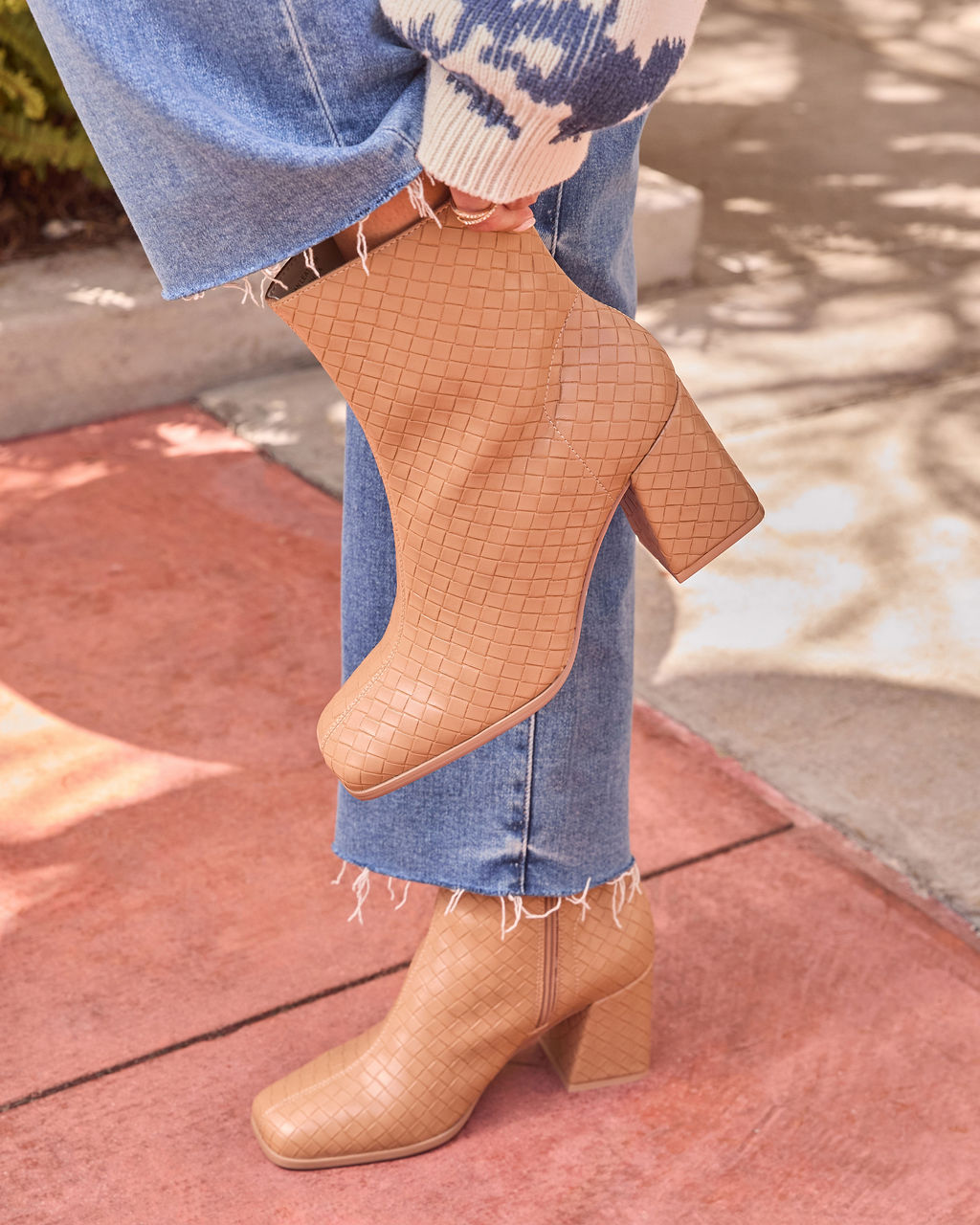 Chanie Woven Leather Booties