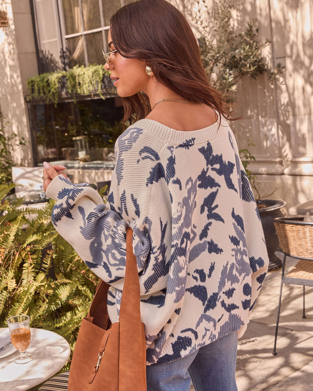 Honeyed Timber Knit Printed Cardigan