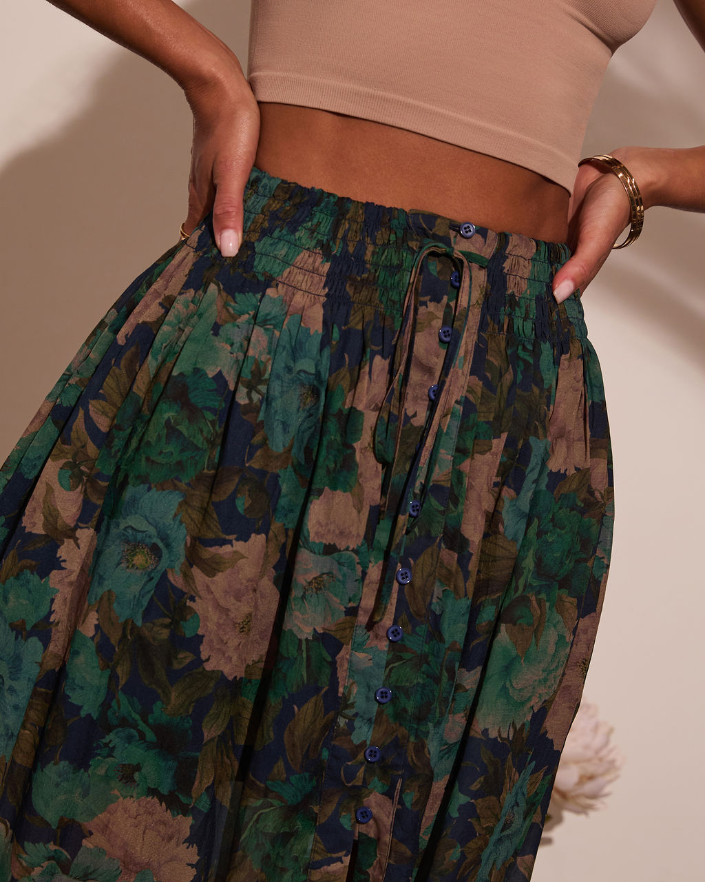 Levvie Front Tie Maxi Skirt