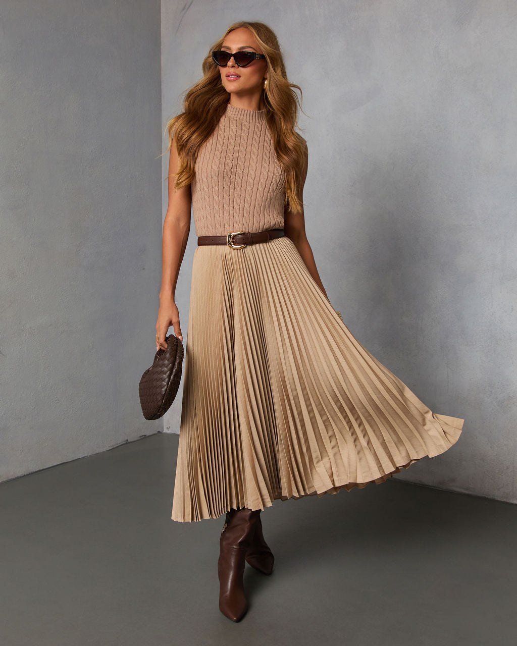 Vionette Pleated Midi Skirt