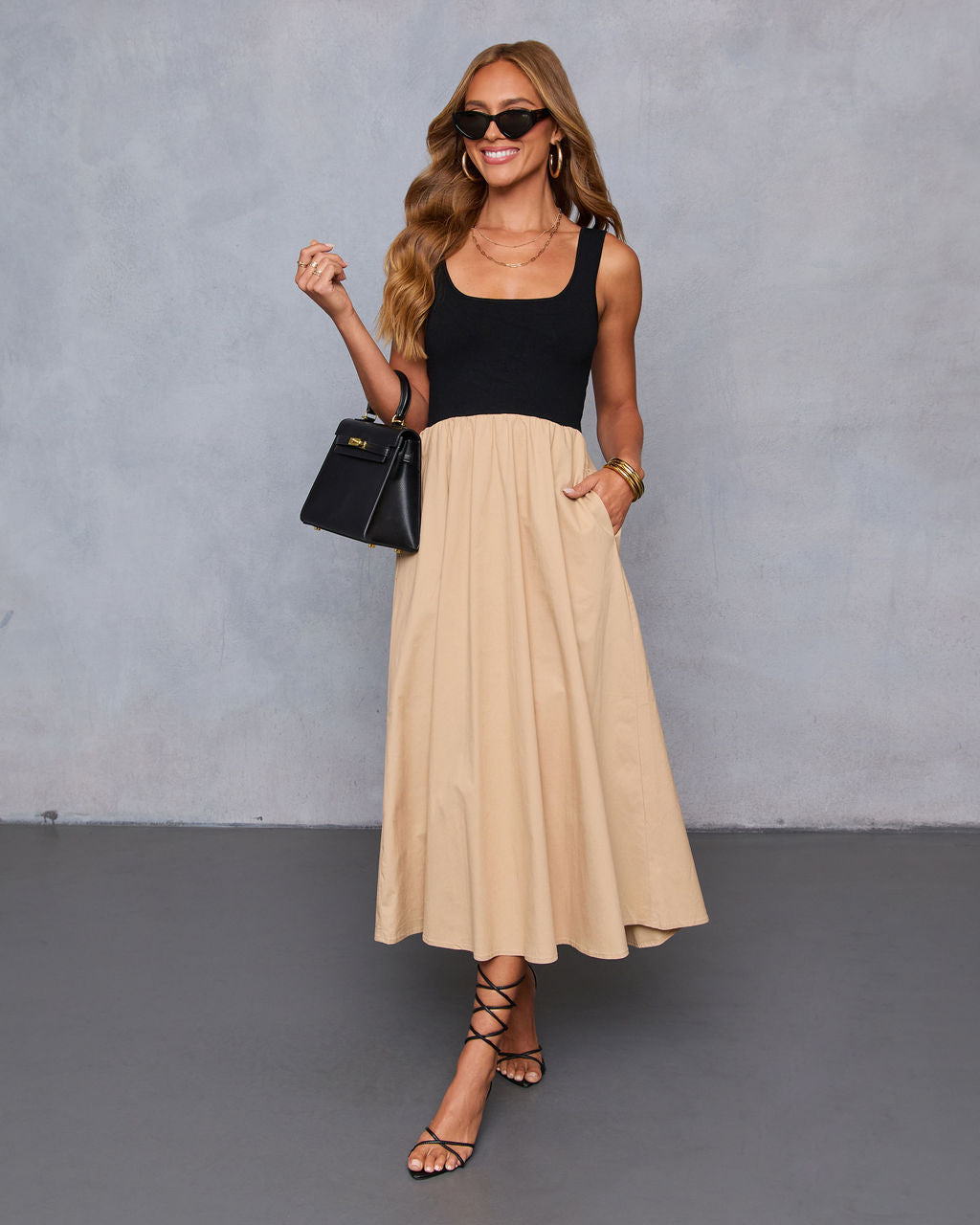 Maxime Knit Cotton Pocketed Midi Dress