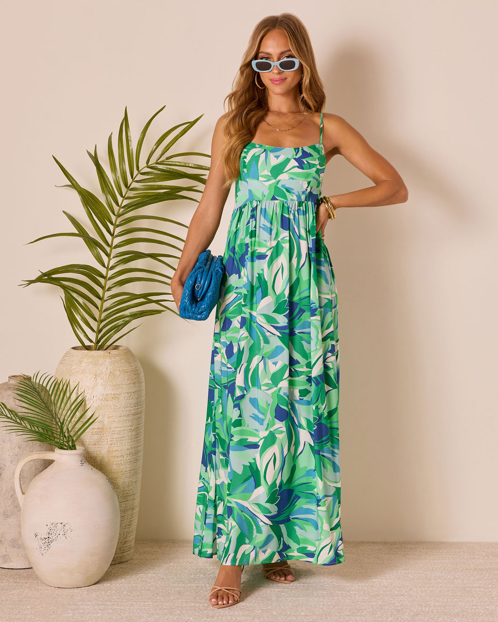 Lesbeth Tropical Abstract Maxi Dress