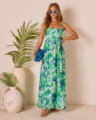 Lesbeth Tropical Abstract Maxi Dress