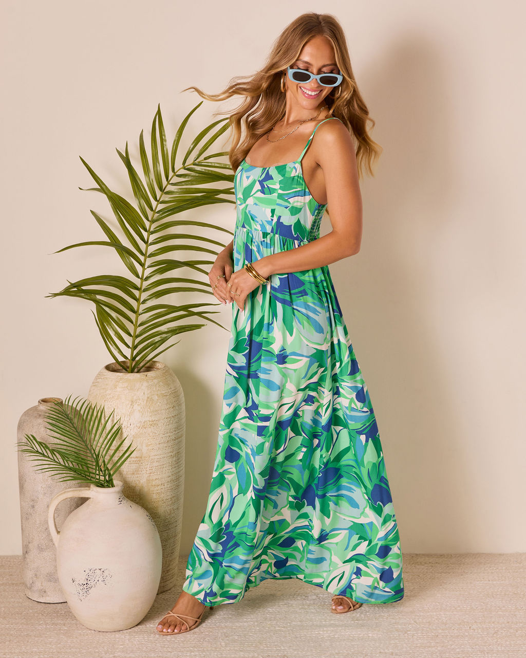 Lesbeth Tropical Abstract Maxi Dress
