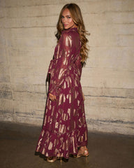 Vionette Printed Wrap Tie Maxi Dress