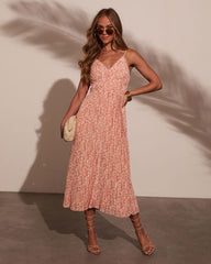 Sunset Kiss Pleated Floral Midi Dress