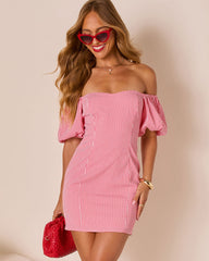 Palomino Gingham Puff Sleeve Mini Dress