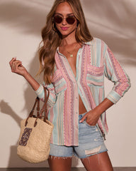 Larson Striped Button Down Top