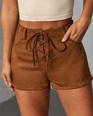 Autumn Muse Lace Up Suede Shorts