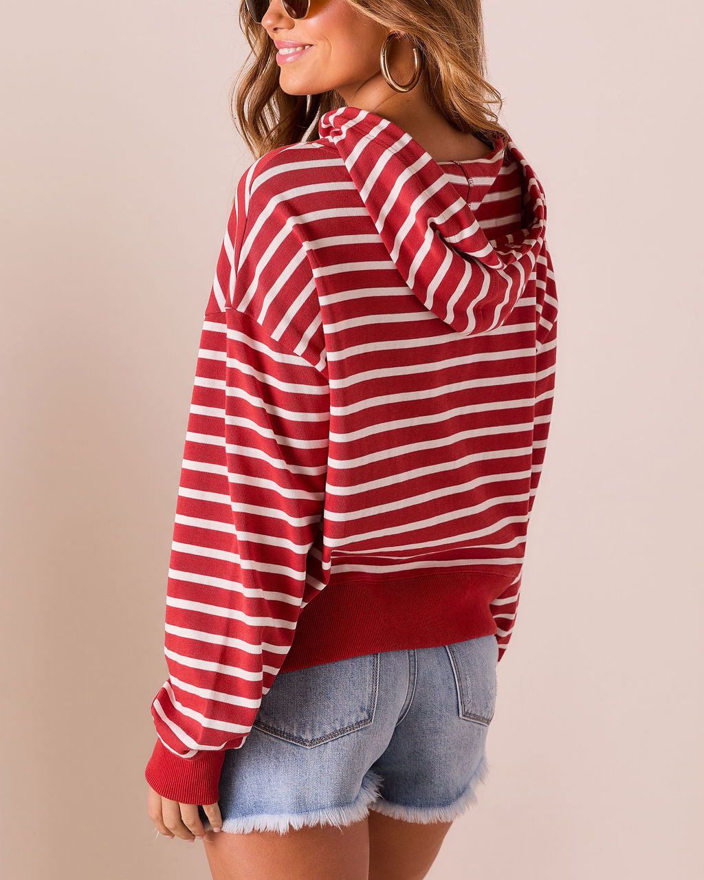 Farrien Striped Hooded Drawstring Sweater