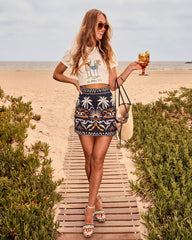 Nalanie Printed Mini Skirt