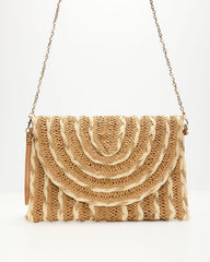 Ameria Woven Textured Straw Clutch