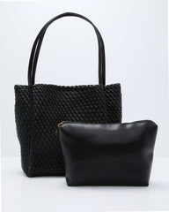 Cenlie Textured Woven Leather Tote Bag