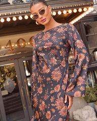 Fallen Leaves Printed Maxi Dress