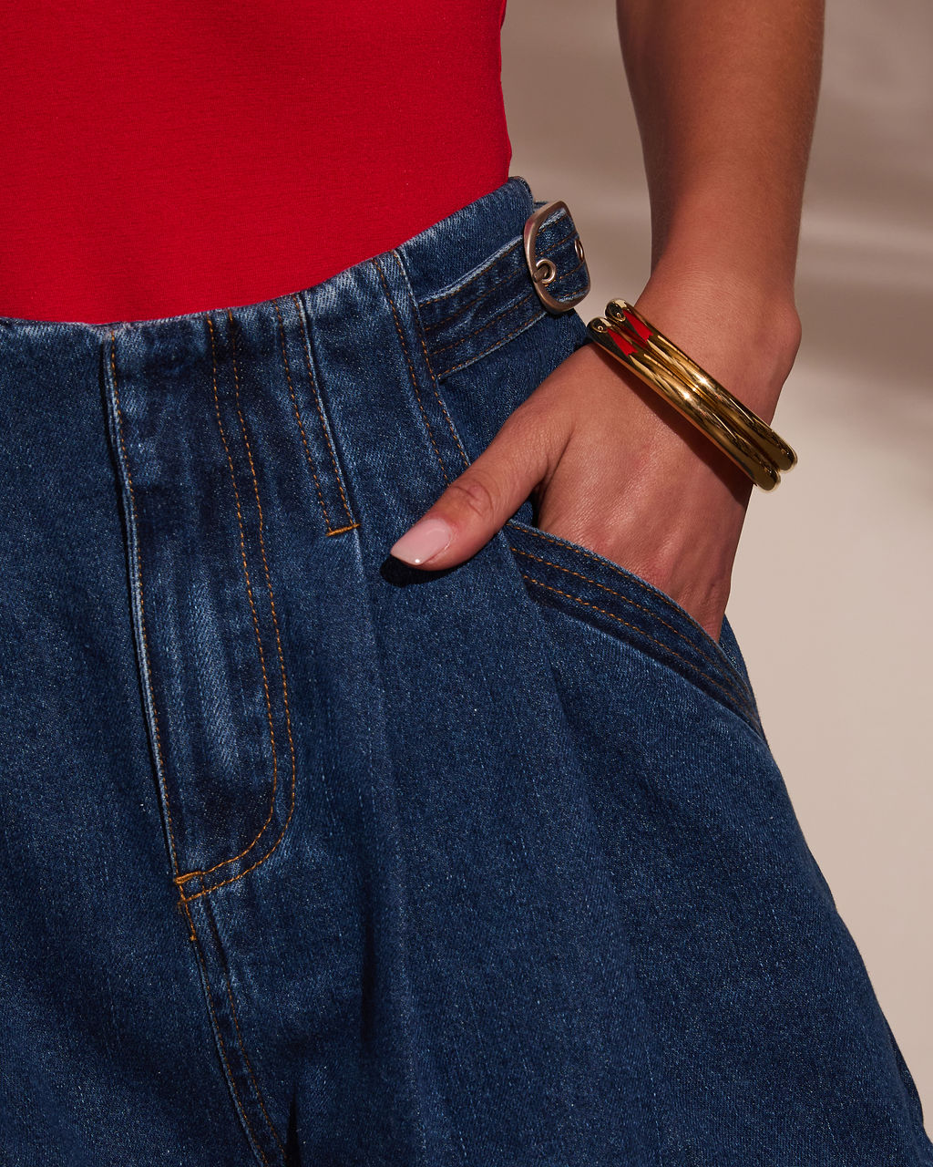 Canyon Canvas Belted Denim Shorts